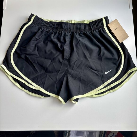 Nike Women Dri-FIT Tempo Track Shorts Black Lime Running Shorts Size Medium - Picture 1 of 4